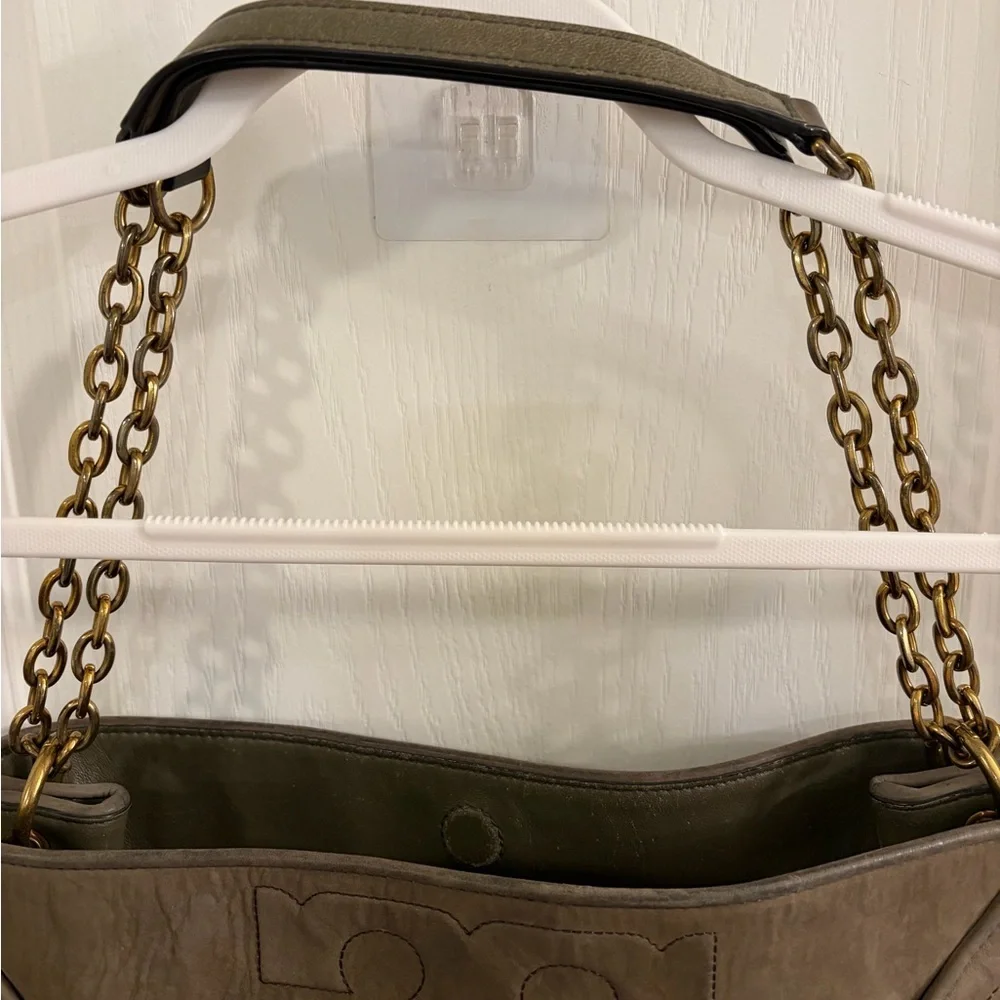 Tory Burch Olive Green Shoulder Bag with Gold Chain
